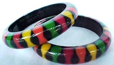 JE28 unsigned black resin bangles with 5 color bowties